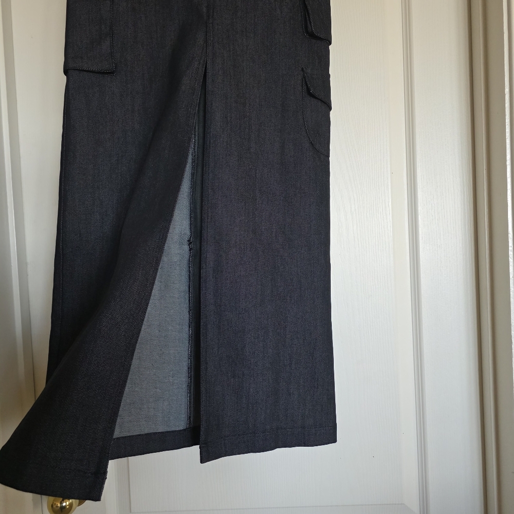 🔥Line & Dot Mora Dark Blue Denim Maxi Skirt with Slit - Picture 10 of 12